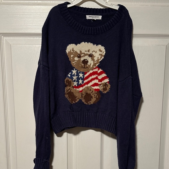Grayson Threads Navy Sweater with Patriotic Bear M - Picture 2 of 4
